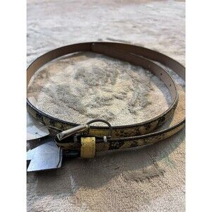 Ann Taylor Faux Snake Skin Belt Small Skinny Yellow And Gray